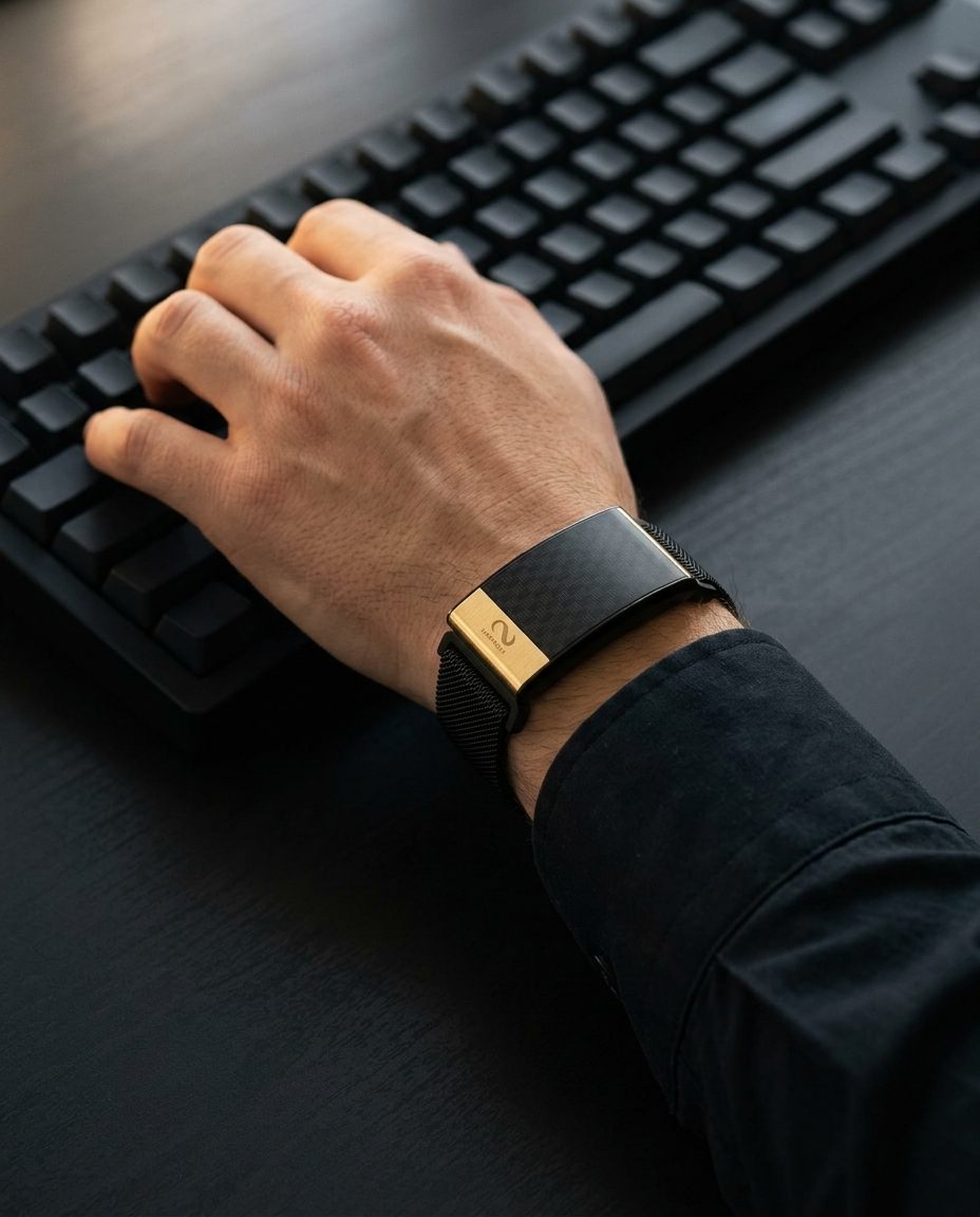 Harmony Band, on the wrist at the keyboard