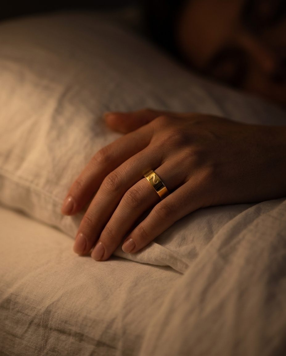 Harmony Ring, on the hand at rest, overnight