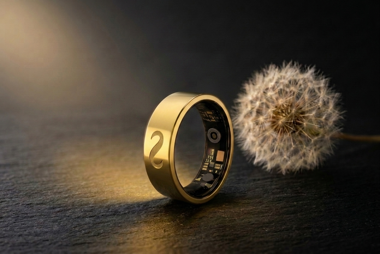 Harmony Ring, gold smart ring with inner sensor array